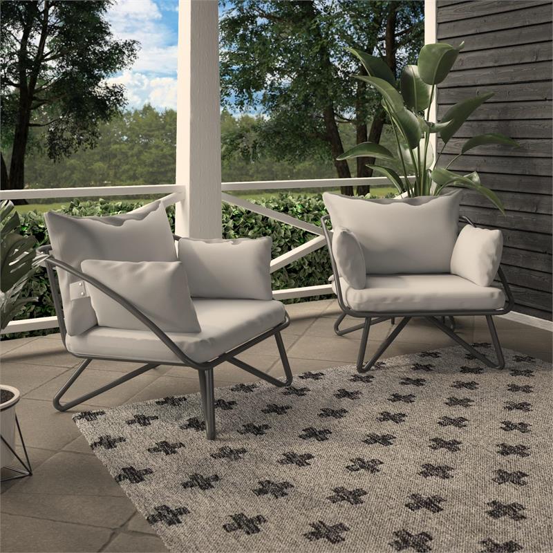 Novogratz Poolside Gossip Collection Teddi Lounge Chairs 2-piece in Charcoal