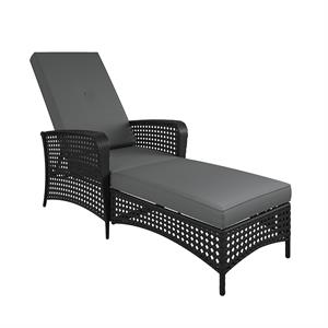 cosco outdoor living adjustable chaise lounge chair in black and gray