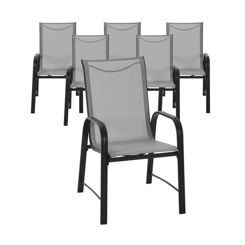 COSCO Outdoor Living Paloma Patio Dining Chairs Light Gray Sling (6Pack) Cymax Business