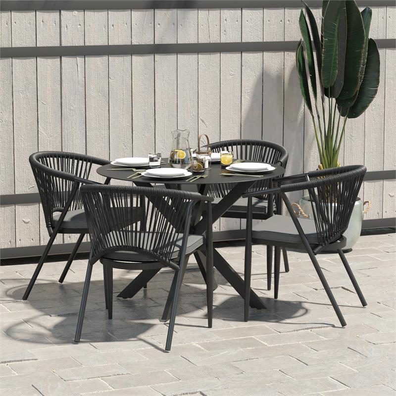 CosmoLiving by Cosmopolitan Circi Collection Dining Table in Black/Charcoal
