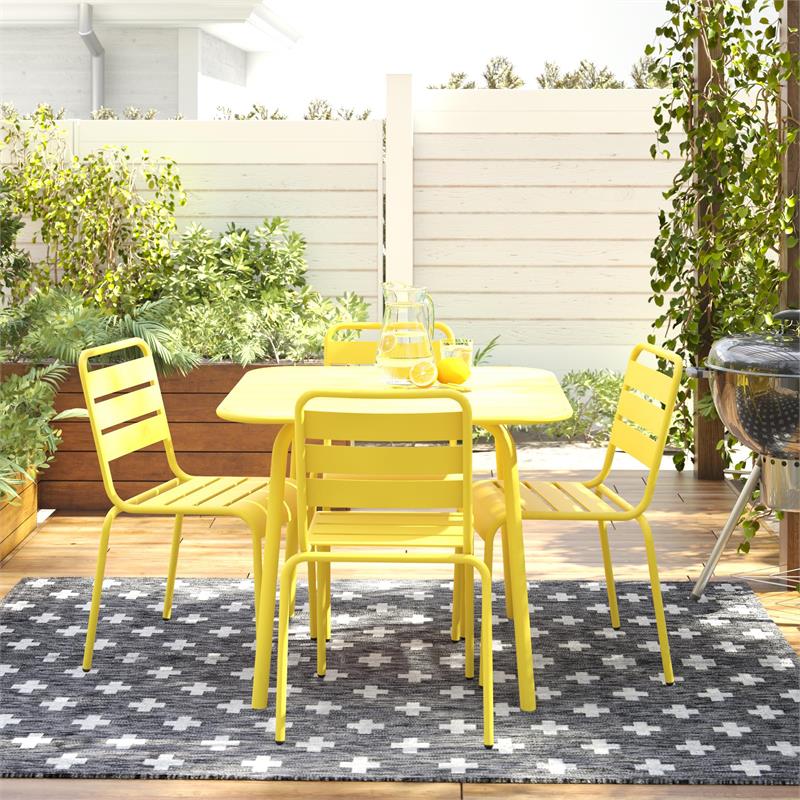 Novogratz Poolside Gossip Collection June Square Dining Table in Yellow