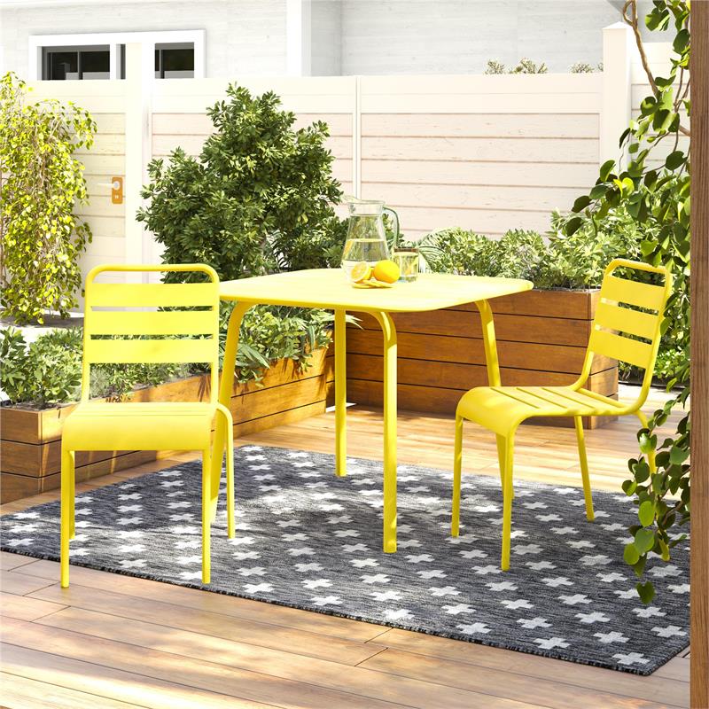Novogratz Poolside Gossip Collection June Square Dining Table in Yellow
