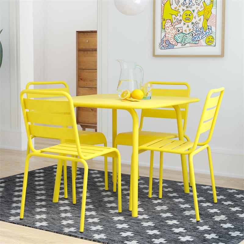 Novogratz Poolside Gossip Collection June Square Dining Table in Yellow