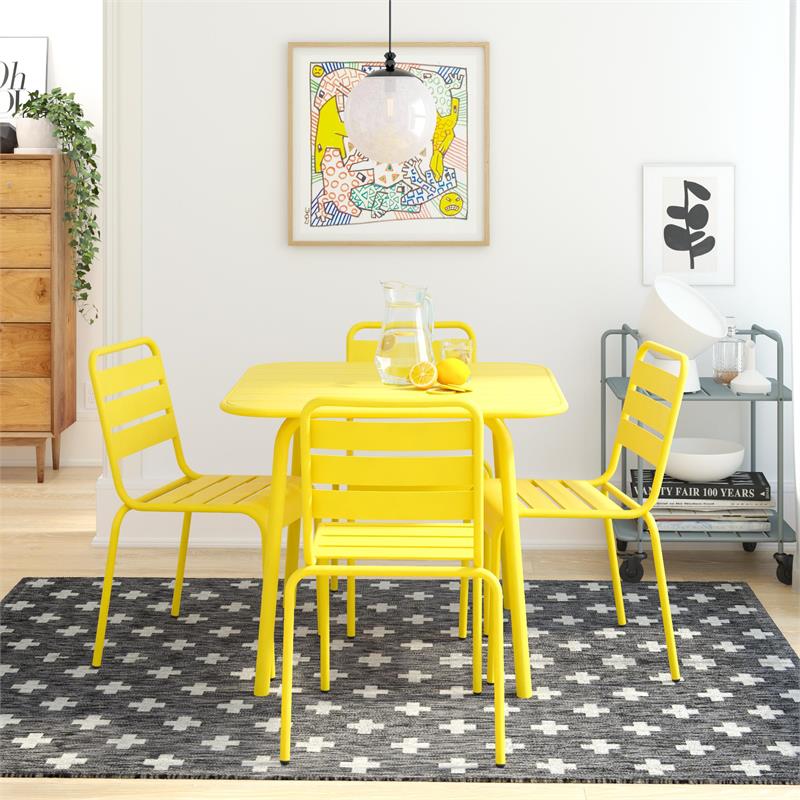 Novogratz Poolside Gossip Collection June Square Dining Table in Yellow