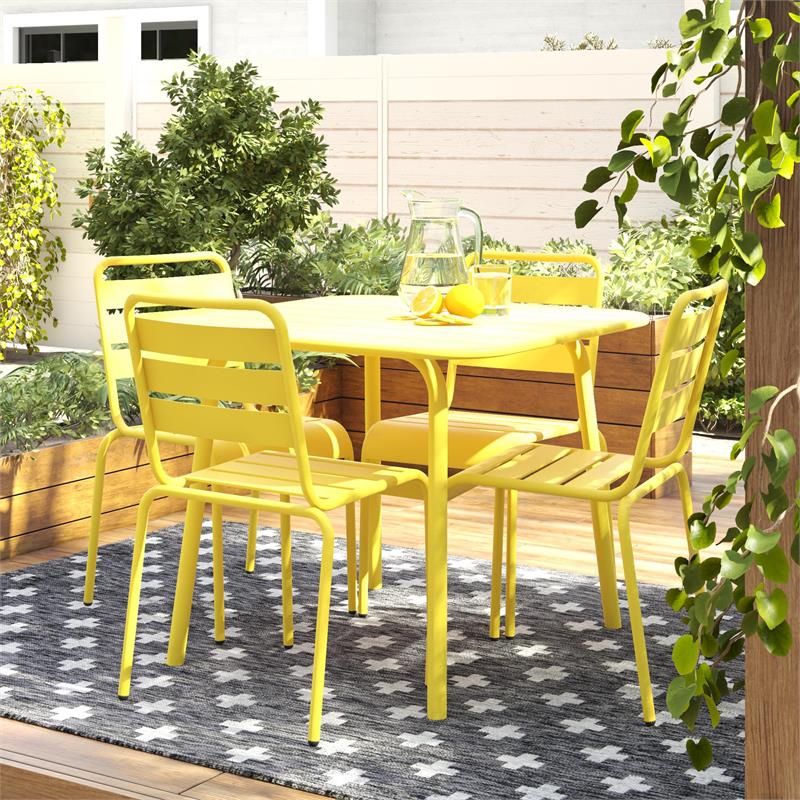 Novogratz Poolside Gossip Collection June Square Dining Table in Yellow
