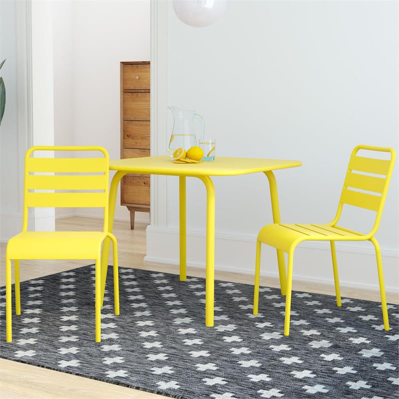 Novogratz Poolside Gossip Collection June Square Dining Table in Yellow
