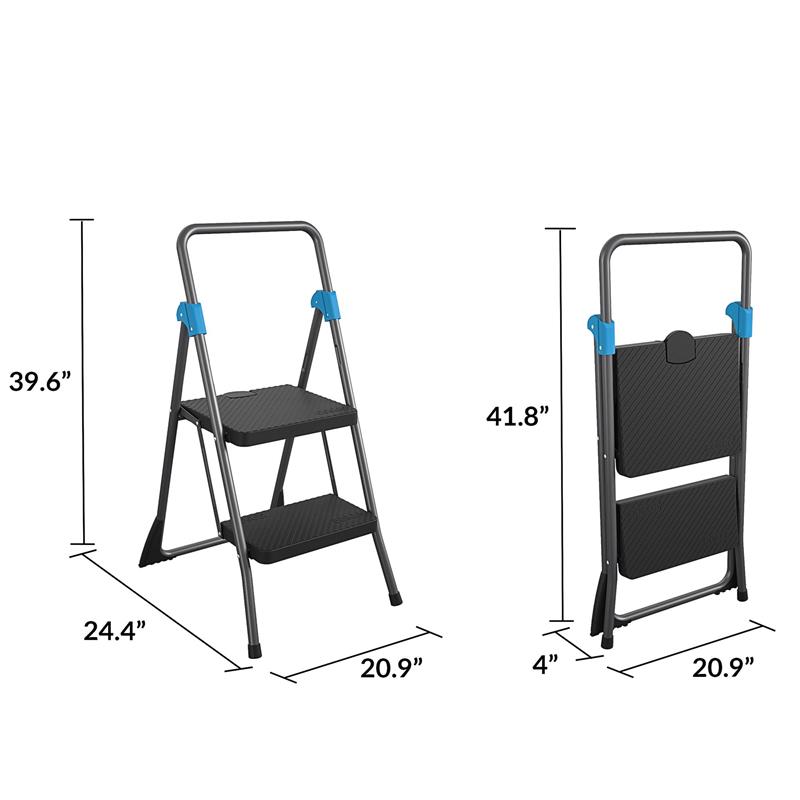 2 Step Folding Step Stool in Gray