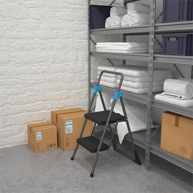 2 Step Folding Step Stool in Gray