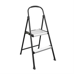 COSCO Two-Step Folding Step Stool with Rubber Hand Grip in Black