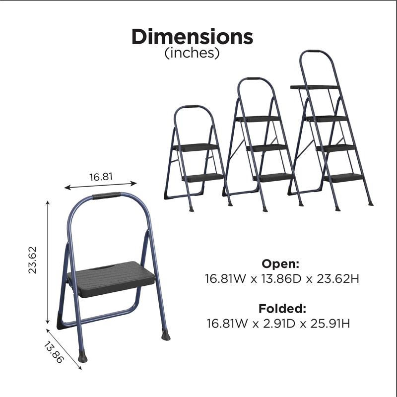 COSCO 1-Step Folding BIG Step Step Stool ANSI Type II in Navy