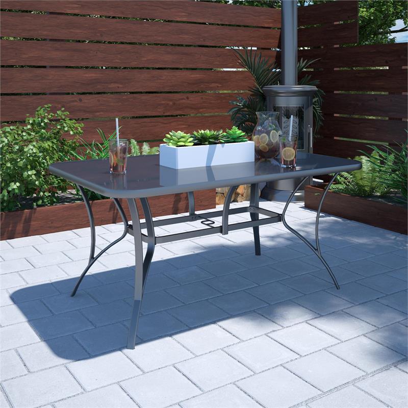 COSCO Outdoor Living Paloma Steel Rectangular Patio Dining Table in Charcoal
