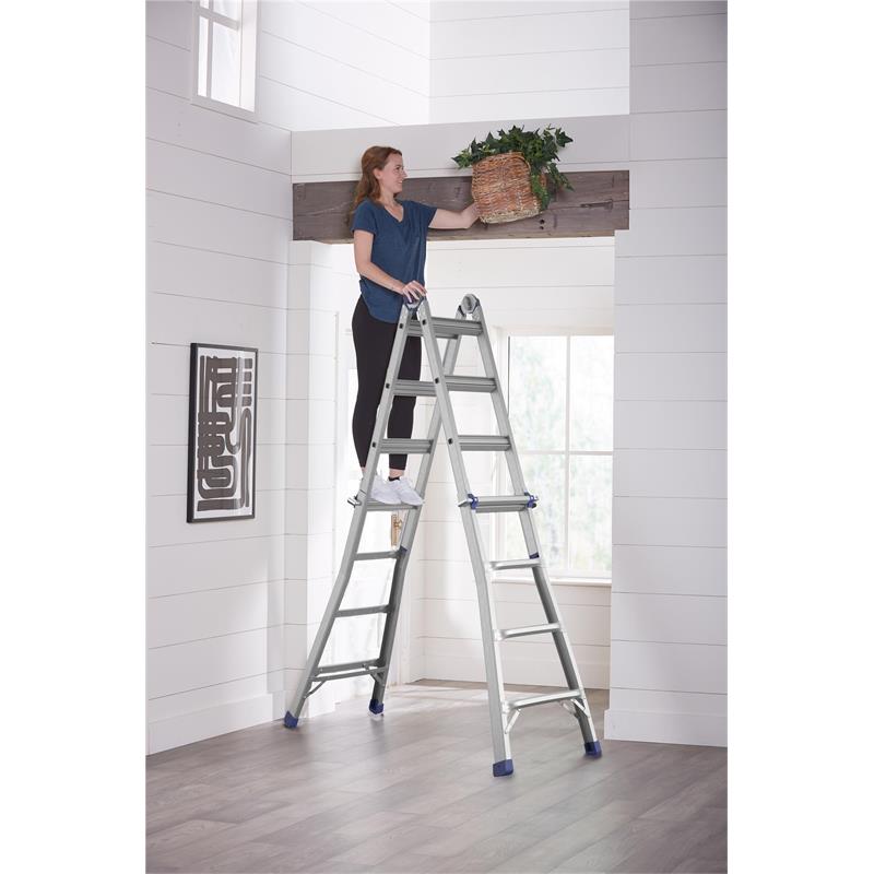 COSCO 18 foot Reach Height Aluminum Multi-Position Ladder 300 lb. Load Capacity