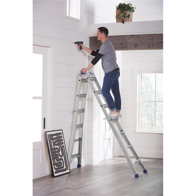 COSCO 18 foot Reach Height Aluminum Multi-Position Ladder 300 lb. Load Capacity