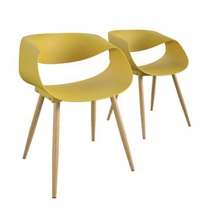 cosco outdoor/indoor resin ribbon chair in yellow (2-pack)