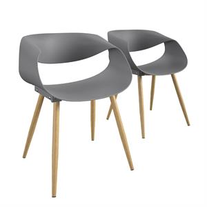 cosco outdoor/indoor resin ribbon chair in gray (2-pack)