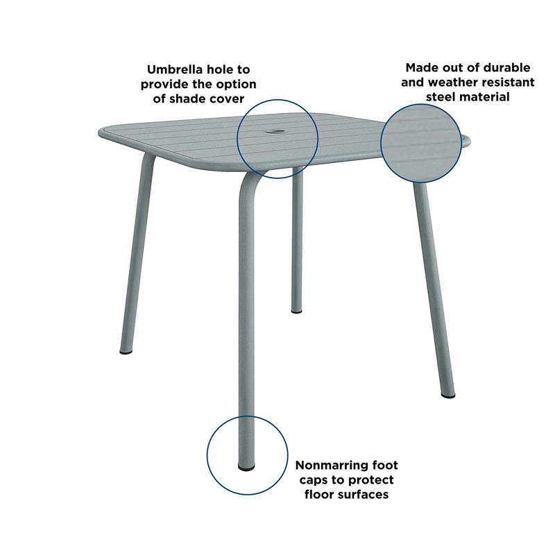 Novogratz Poolside Gossip Collection June Outdoor/Indoor Dining Table in Grey
