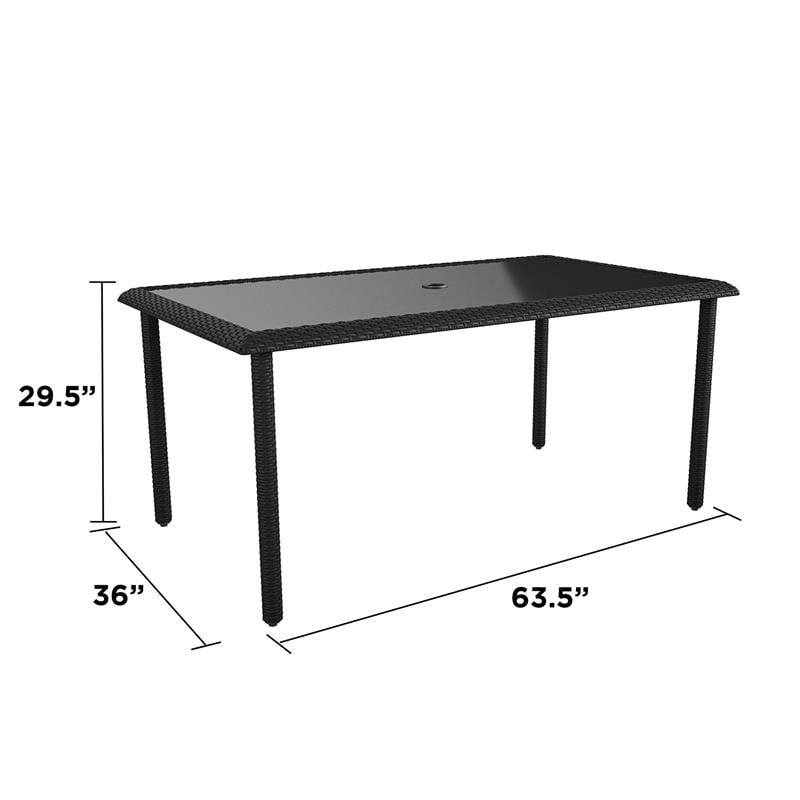 COSCO Outdoor Living Lakewood Ranch Steel and Wicker Dining Table in Black