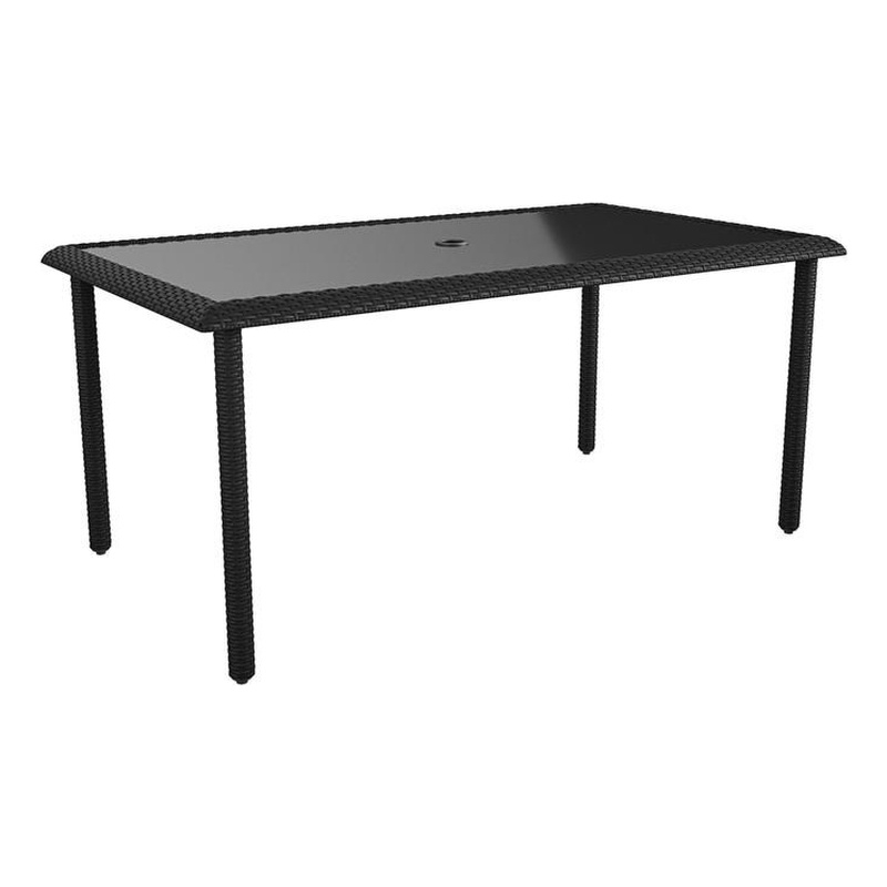 COSCO Outdoor Living Lakewood Ranch Steel and Wicker Dining Table in Black