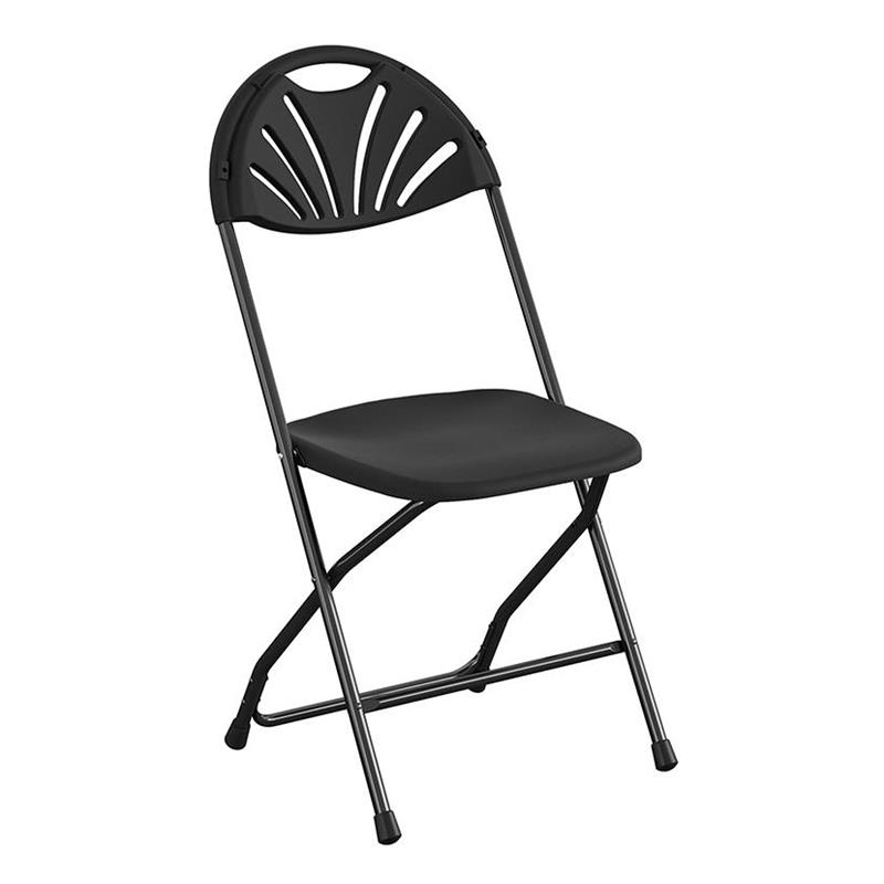 ZOWN Premium Commercial Fan Back Indoor/Outdoor Folding Chair in Black (8-Pack)