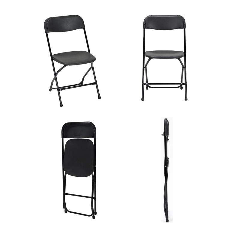 ZOWN Premium Commercial Plastic Indoor/Outdoor Folding Chair in Black (8-Pack)