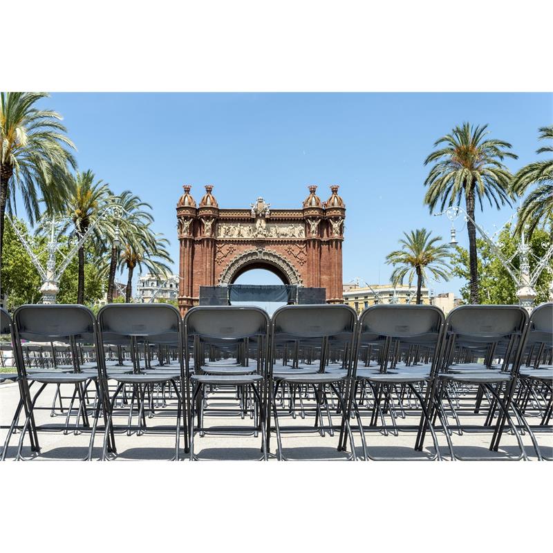 ZOWN Premium Commercial Plastic Indoor/Outdoor Folding Chair in Black (8-Pack)
