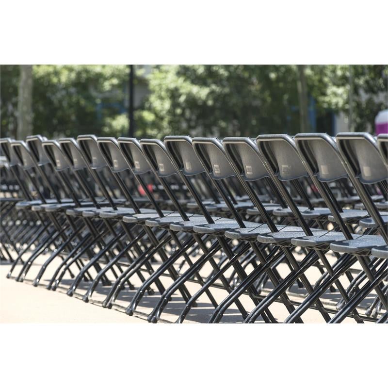 ZOWN Premium Commercial Plastic Indoor/Outdoor Folding Chair in Black (8-Pack)