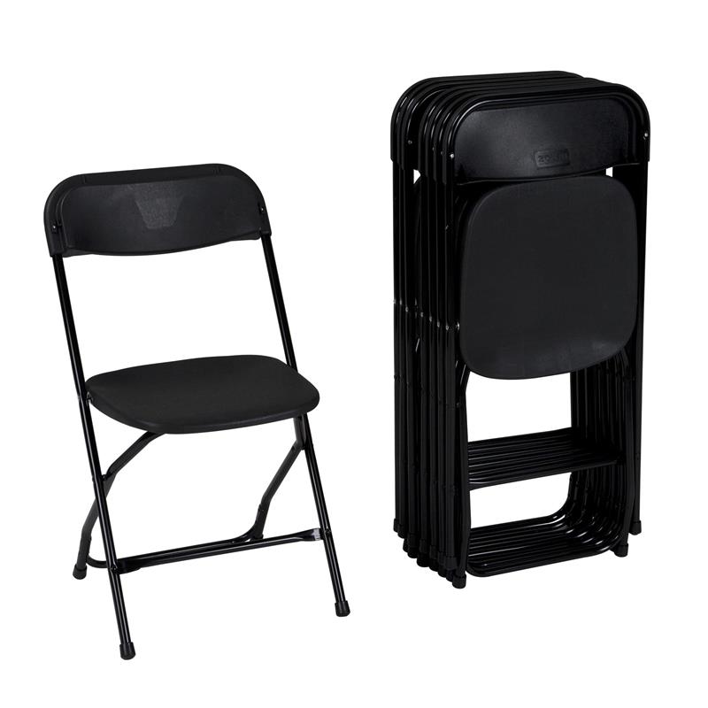 ZOWN Premium Commercial Plastic Indoor/Outdoor Folding Chair in Black (8-Pack)