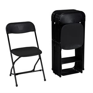 zown premium commercial plastic indoor/outdoor folding chair in black (8-pack)