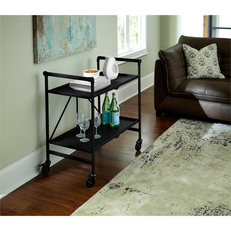 COSCO Outdoor Living Outdoor and Indoor Folding Serving Cart in Black
