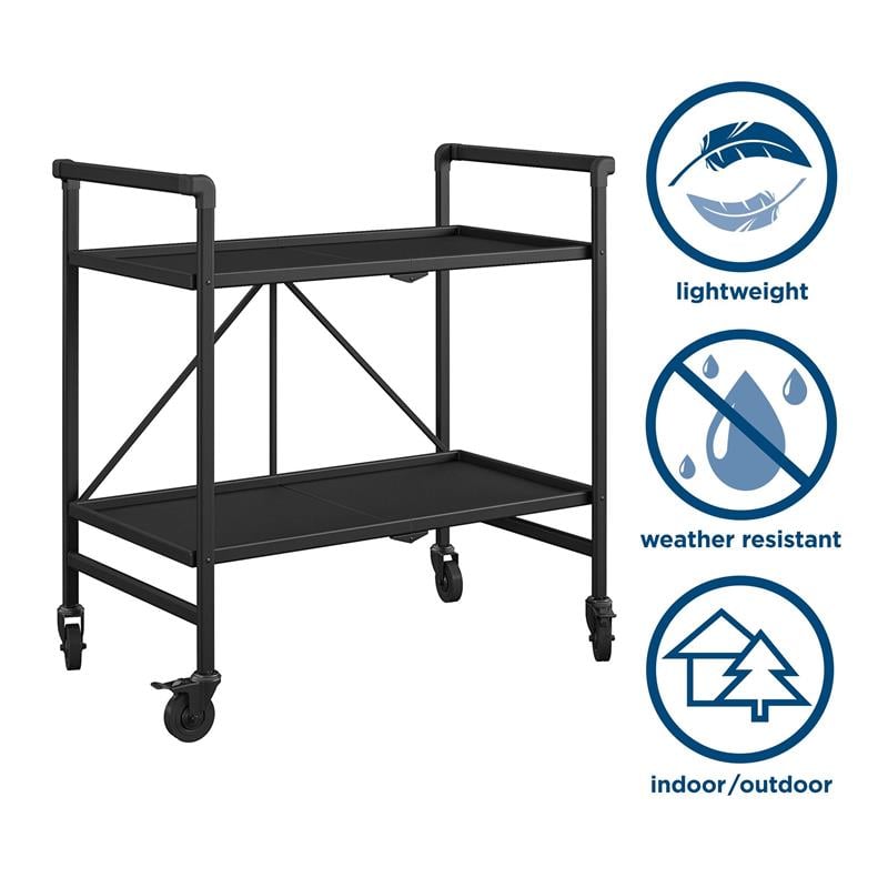 COSCO Outdoor Living Outdoor and Indoor Folding Serving Cart in Black