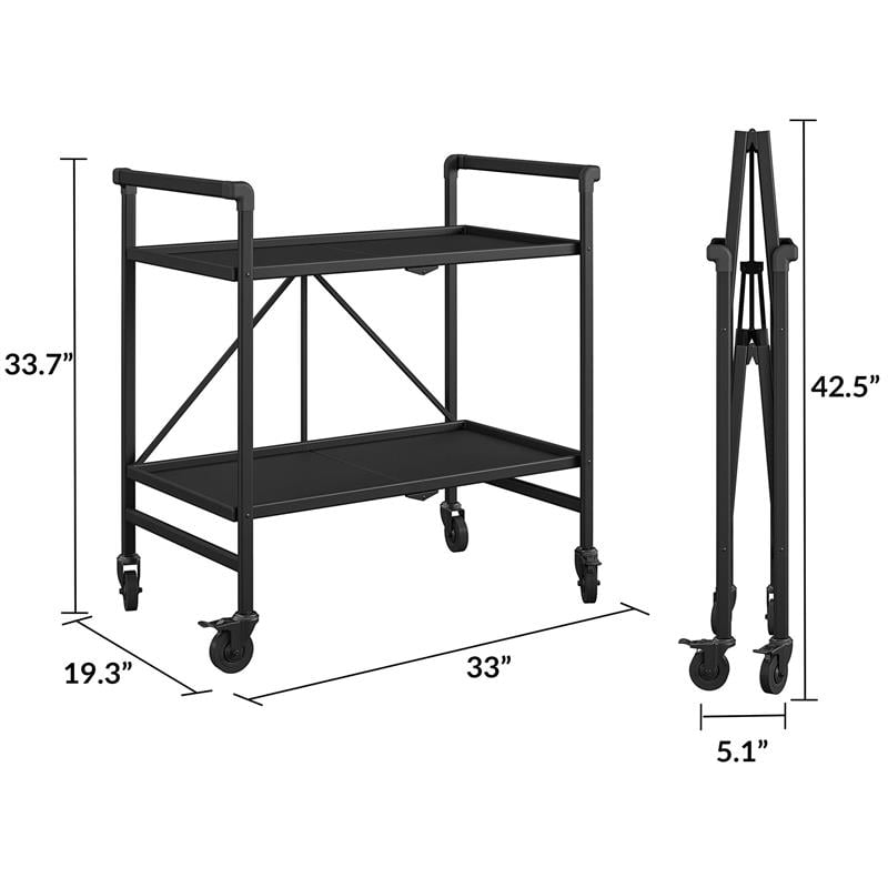 COSCO Outdoor Living Outdoor and Indoor Folding Serving Cart in Black