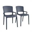 COSCO Outdoor/Indoor Stacking Resin Chair with Square Back  in Navy (2-Pack)