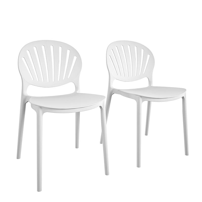 COSCO Outdoor/Indoor Stacking Resin Chair with Shell Back in White (2-Pack)