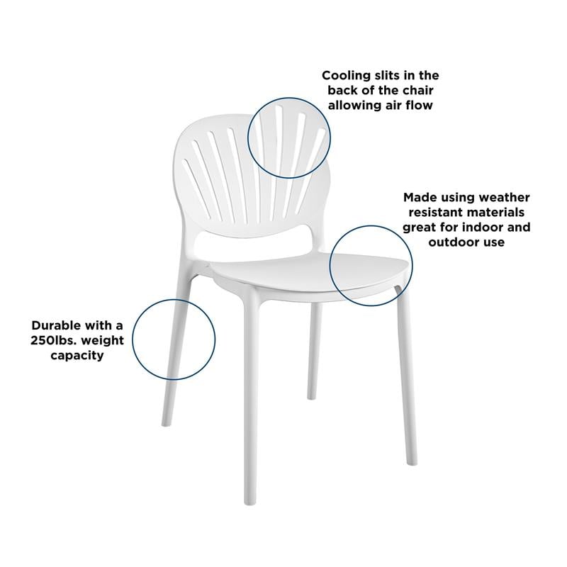 COSCO Outdoor/Indoor Stacking Resin Chair with Shell Back in White (2-Pack)