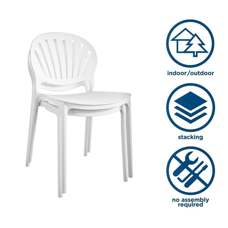 COSCO Outdoor/Indoor Stacking Resin Chair with Shell Back in White (2-Pack)