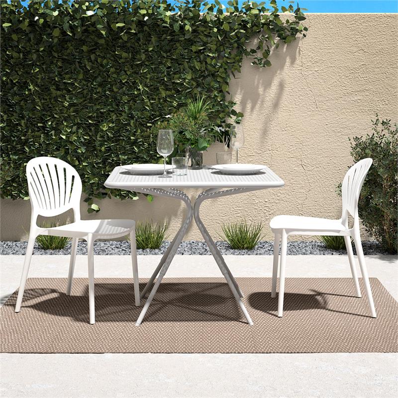 COSCO Outdoor/Indoor Stacking Resin Chair with Shell Back in White (2-Pack)