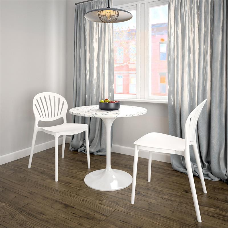 COSCO Outdoor/Indoor Stacking Resin Chair with Shell Back in White (2-Pack)