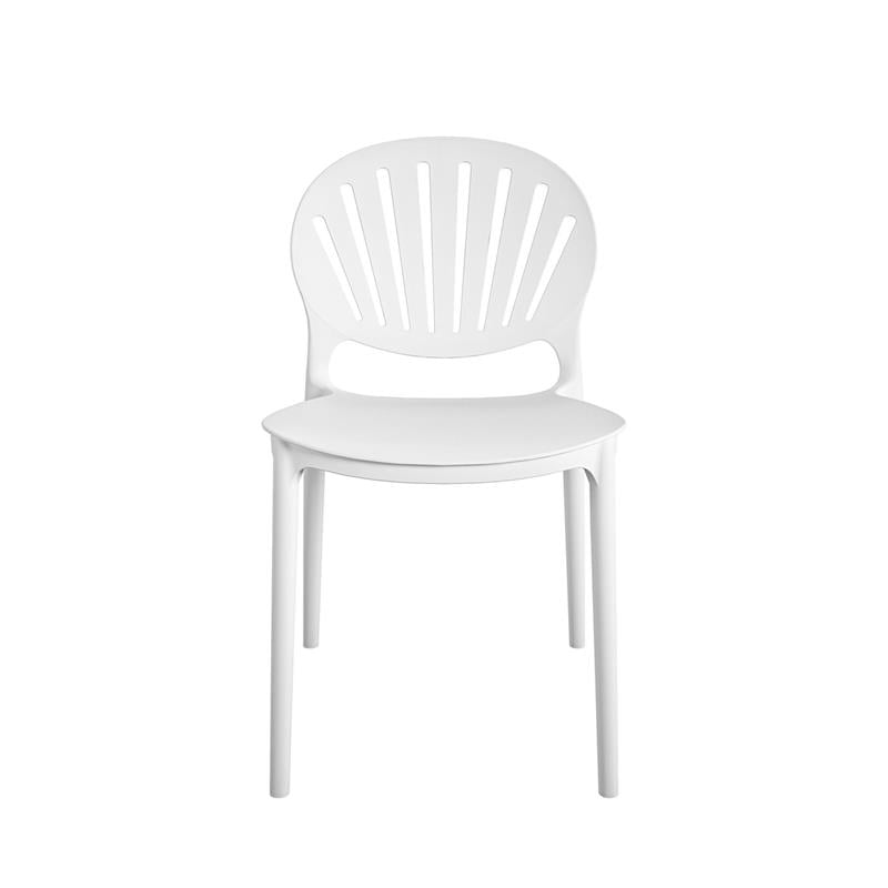 COSCO Outdoor/Indoor Stacking Resin Chair with Shell Back in White (2-Pack)