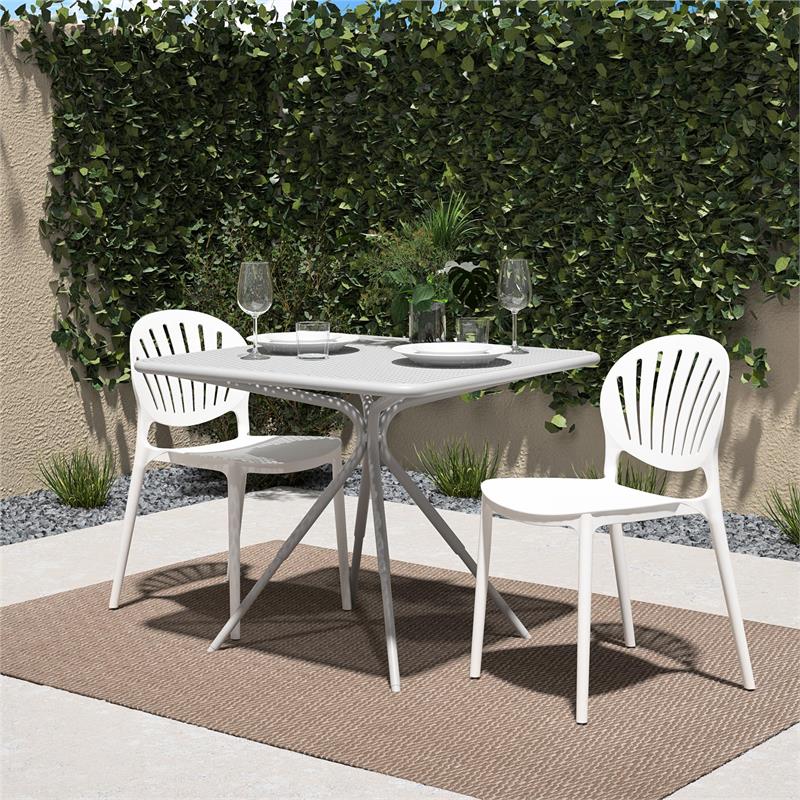 COSCO Outdoor/Indoor Stacking Resin Chair with Shell Back in White (2-Pack)
