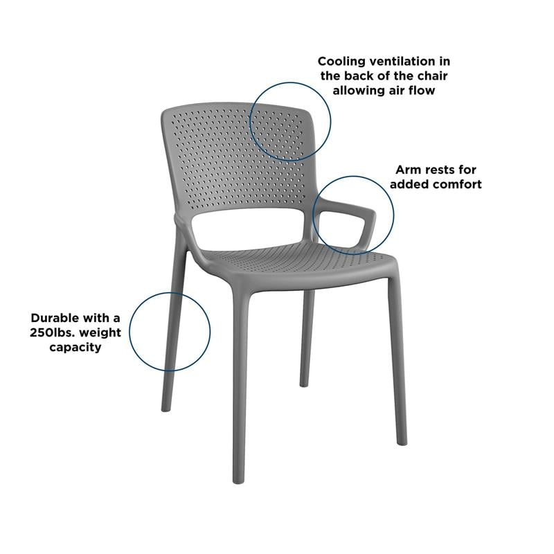 COSCO Outdoor/Indoor Stacking Resin Chair with Square Back in Gray (2-Pack)