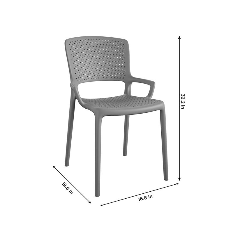 COSCO Outdoor/Indoor Stacking Resin Chair with Square Back in Gray (2-Pack)
