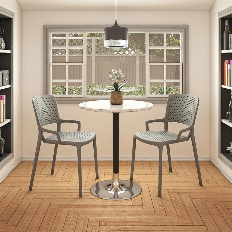 COSCO Outdoor/Indoor Stacking Resin Chair with Square Back in Gray (2-Pack)