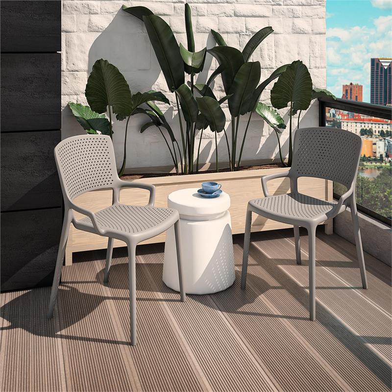 COSCO Outdoor/Indoor Stacking Resin Chair with Square Back in Gray (2-Pack)