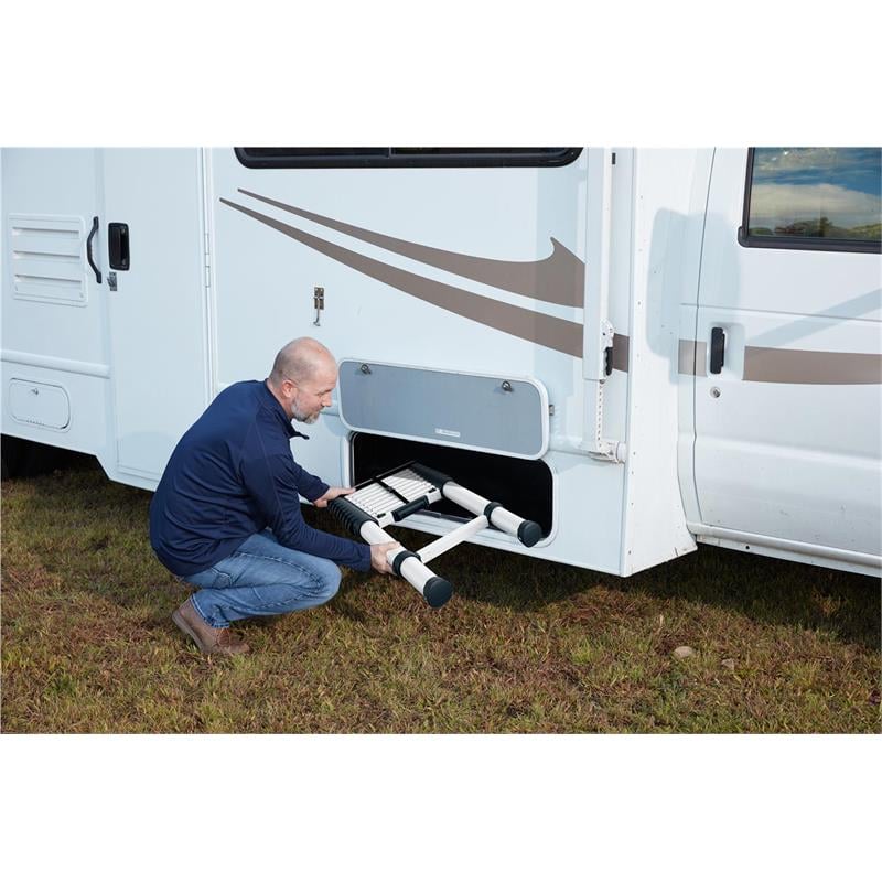 COSCO SmartClose 14-ft Telescoping Ladder with Ergonomic Grips and Top Cap