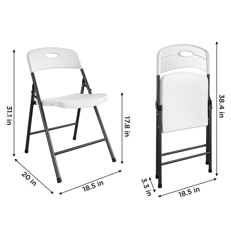 COSCO Solid Resin Indoor/Outdoor Double Braced Folding Chair in White (4-Pack)