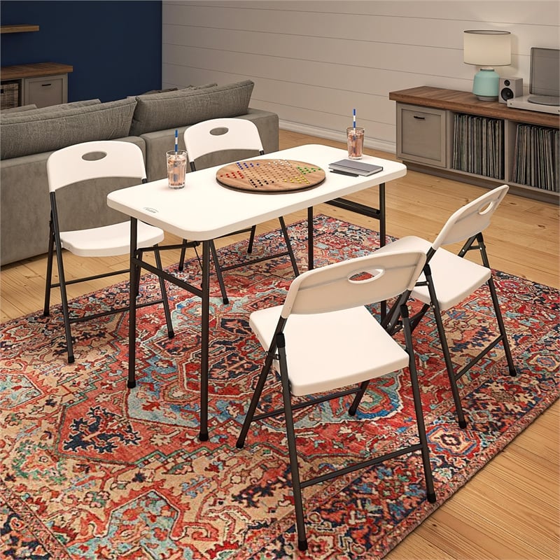 COSCO Solid Resin Indoor/Outdoor Double Braced Folding Chair in White (4-Pack)