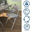 Bridgeport XL All-Steel Commercial Folding Chair 300lb Capacity in Gray (4-Pack)
