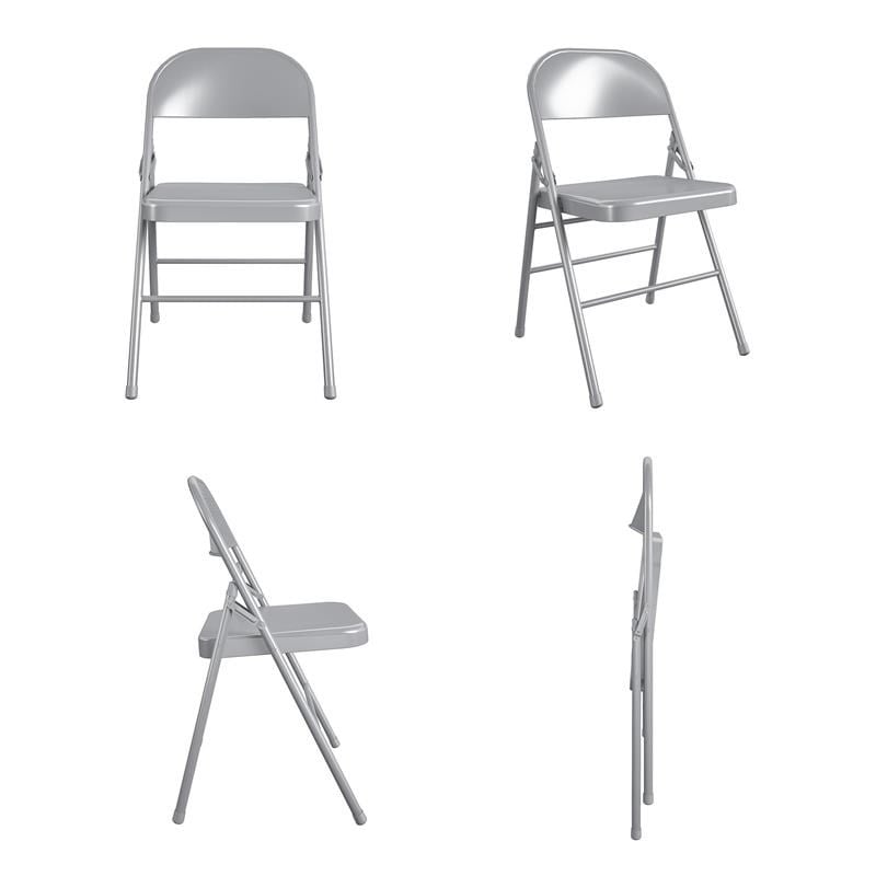 Bridgeport XL All-Steel Commercial Folding Chair 300lb Capacity in Gray (4-Pack)