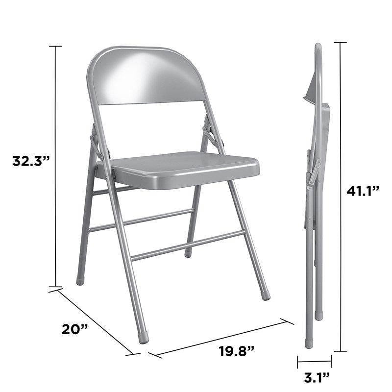 Bridgeport XL All-Steel Commercial Folding Chair 300lb Capacity in Gray (4-Pack)