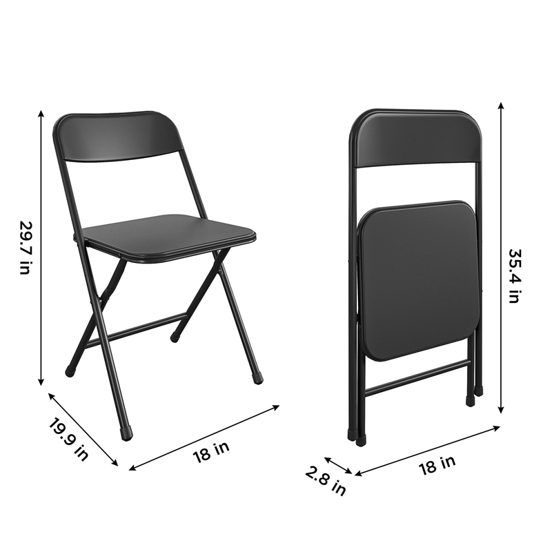 COSCO 5-Piece Solid Resin Folding Table & Chair Dining Set in Black